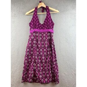 Athleta Sundress polyester&spandex halter backless sz 6 Purple side zipper